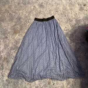 Blue lace maxi skirt